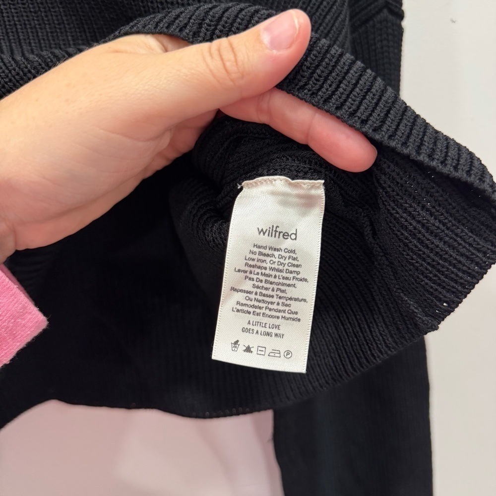 Aritzia Wilfred Black Knit Crop Sweater High Neck Wide Sleeve Size 1 - Picture 6 of 7